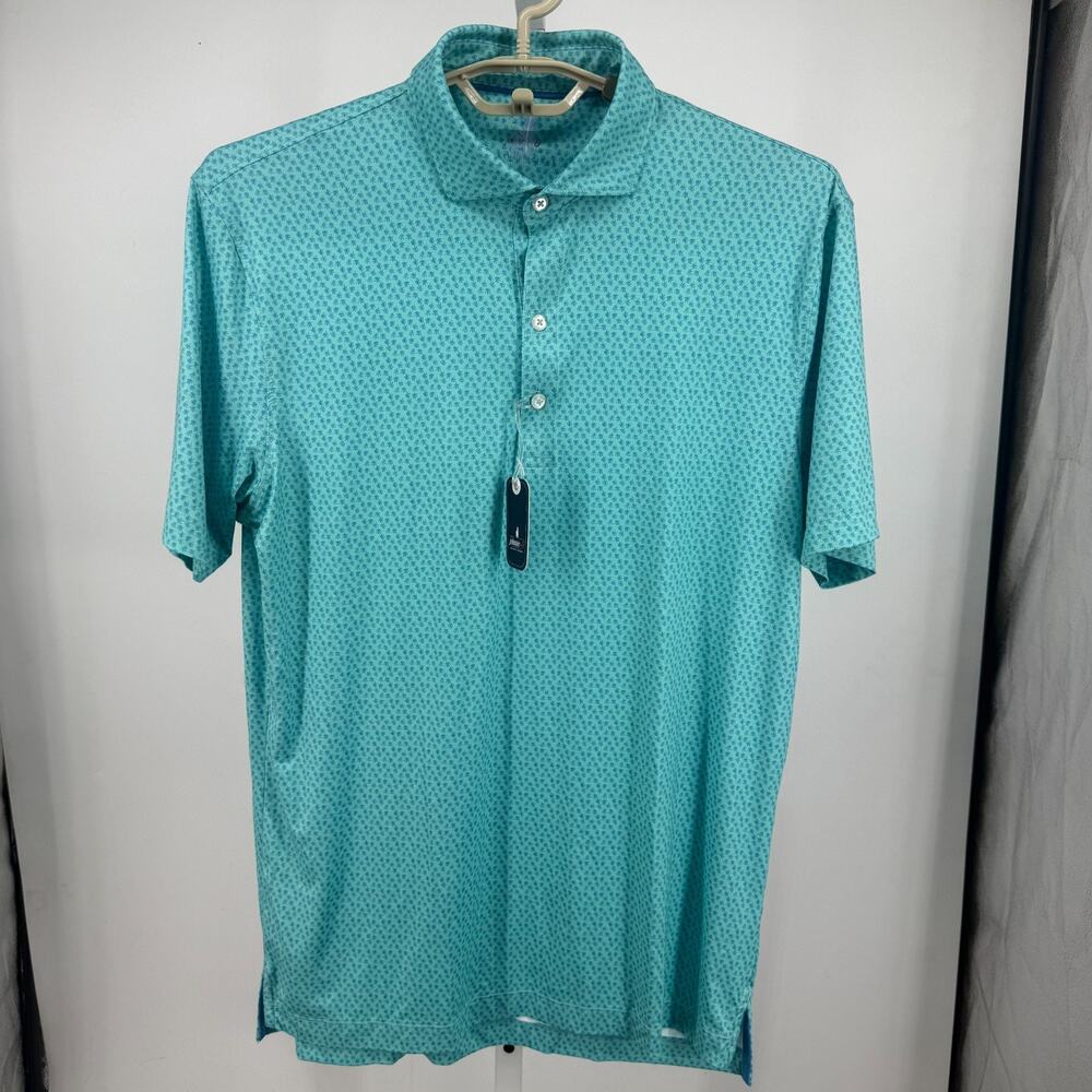 Johnnie-O Gallo Polo Shirt Men XL Caicos Green Featherweight UPF 50 Golf Walking